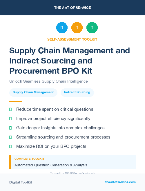 Supply Chain Management and Indirect Sourcing and Procurement BPO Kit