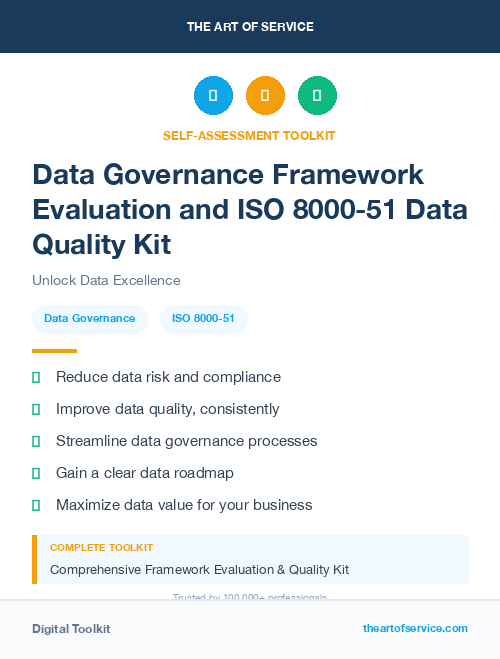 Data Governance Framework Evaluation and ISO 8000-51 Data Quality Kit