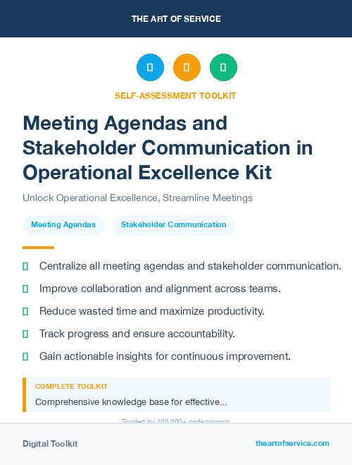 Meeting Agendas and Stakeholder Communication in Operational Excellence Kit