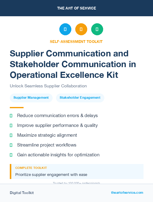 Supplier Communication and Stakeholder Communication in Operational Excellence Kit