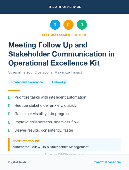 Meeting Follow Up and Stakeholder Communication in Operational Excellence Kit