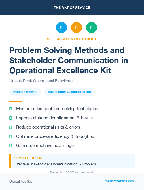 Problem Solving Methods and Stakeholder Communication in Operational Excellence Kit