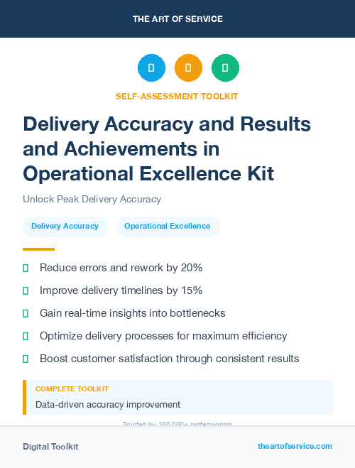 Delivery Accuracy and Results and Achievements in Operational Excellence Kit