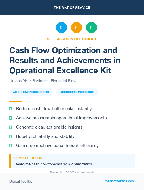 Cash Flow Optimization and Results and Achievements in Operational Excellence Kit