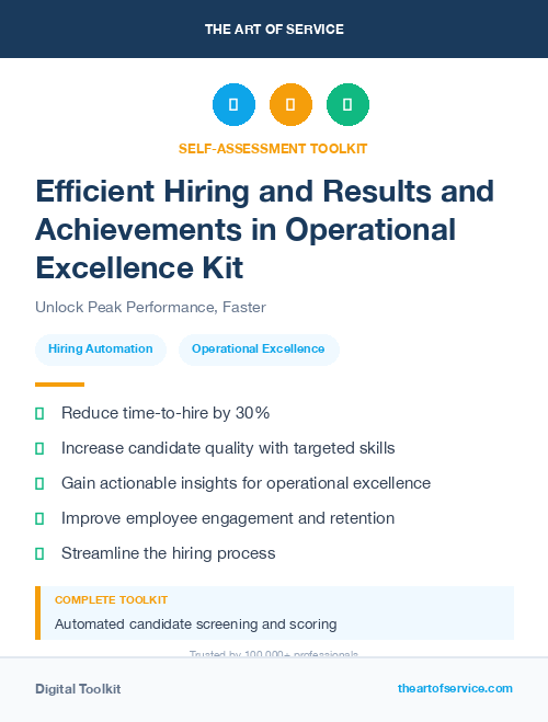 Efficient Hiring and Results and Achievements in Operational Excellence Kit