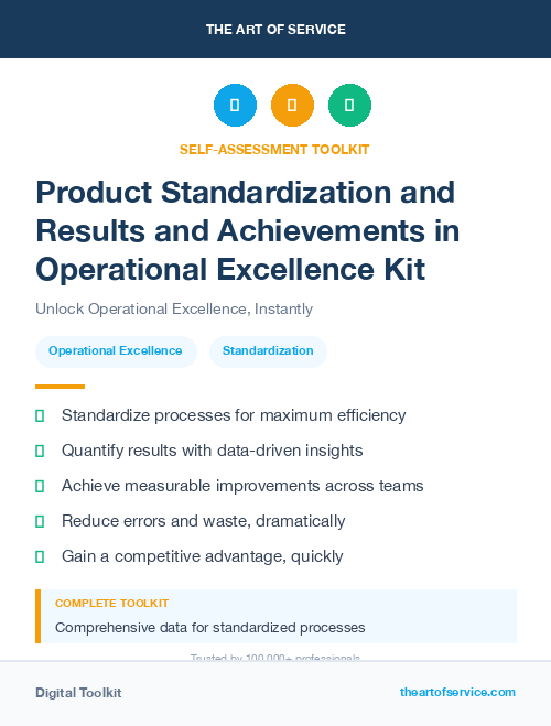 Product Standardization and Results and Achievements in Operational Excellence Kit
