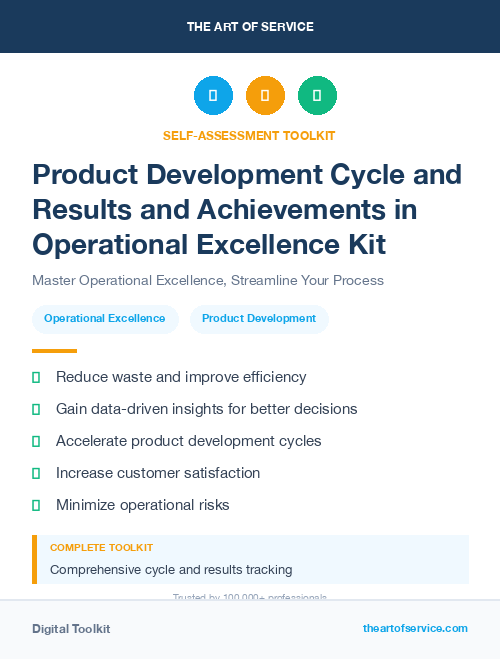 Product Development Cycle and Results and Achievements in Operational Excellence Kit