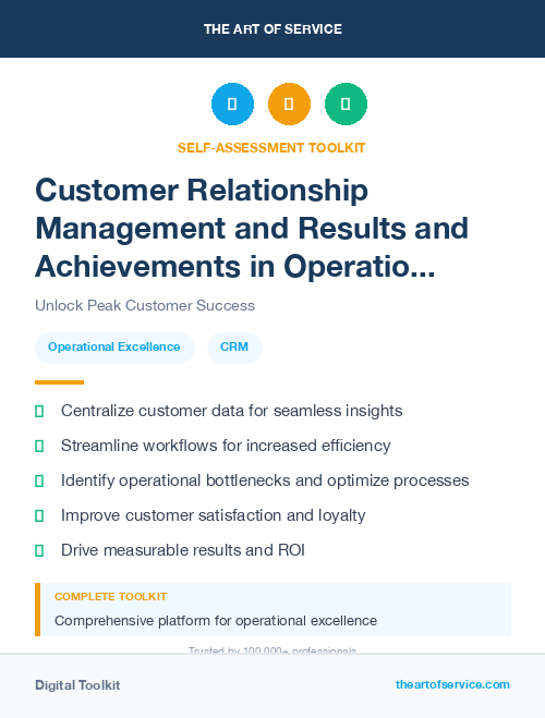 Customer Relationship Management and Results and Achievements in Operational Excellence Kit