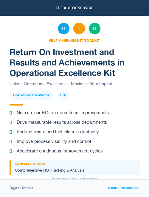 Return On Investment and Results and Achievements in Operational Excellence Kit