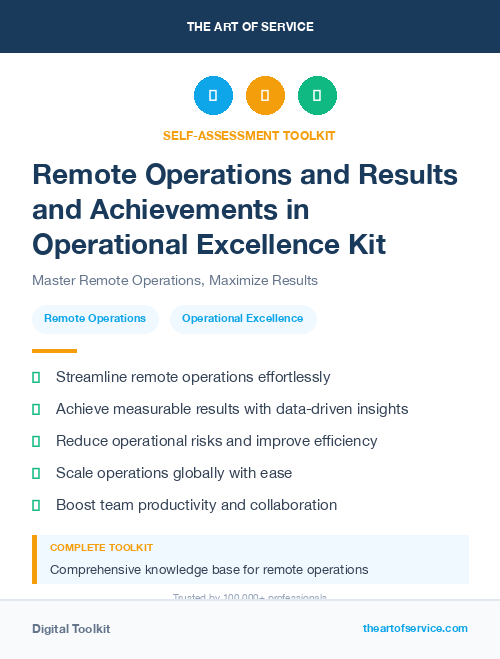 Remote Operations and Results and Achievements in Operational Excellence Kit