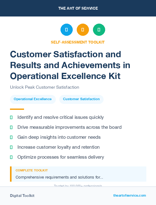 Customer Satisfaction and Results and Achievements in Operational Excellence Kit