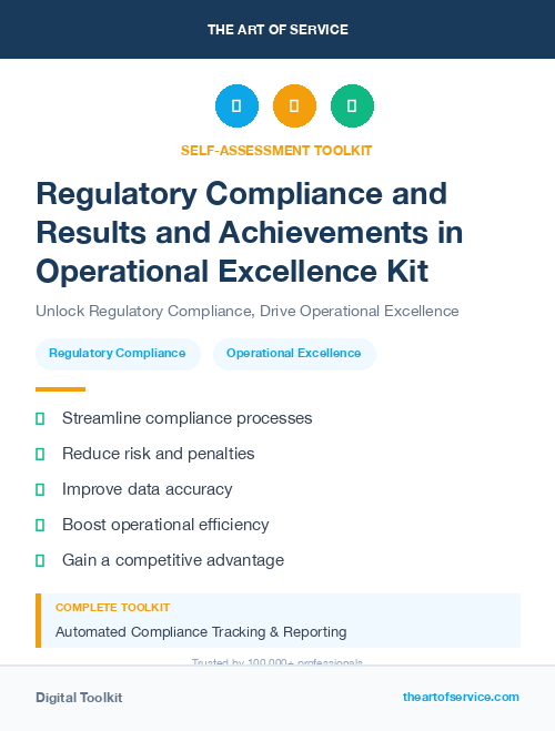 Regulatory Compliance and Results and Achievements in Operational Excellence Kit