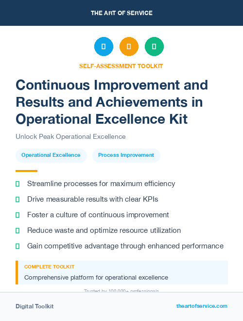 Continuous Improvement and Results and Achievements in Operational Excellence Kit