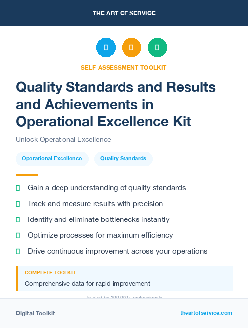 Quality Standards and Results and Achievements in Operational Excellence Kit