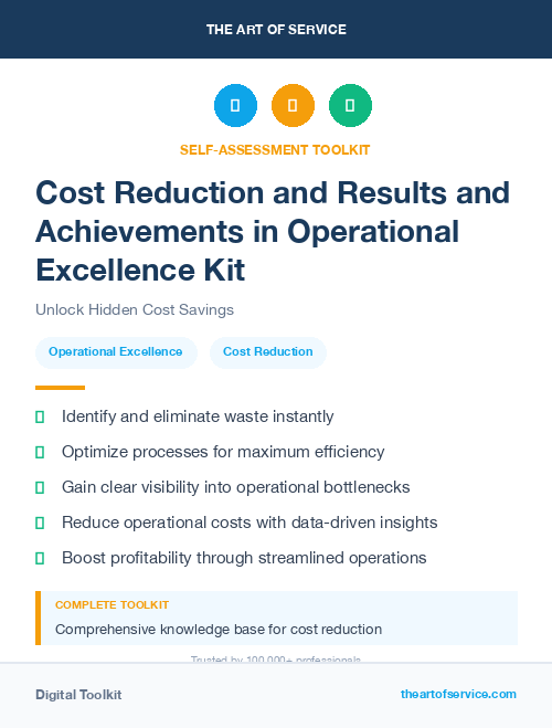 Cost Reduction and Results and Achievements in Operational Excellence Kit