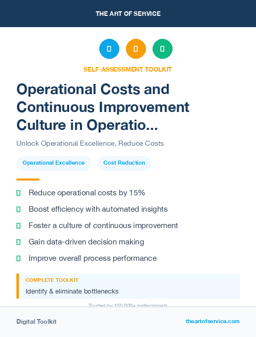 Operational Costs and Continuous Improvement Culture in Operational Excellence Kit