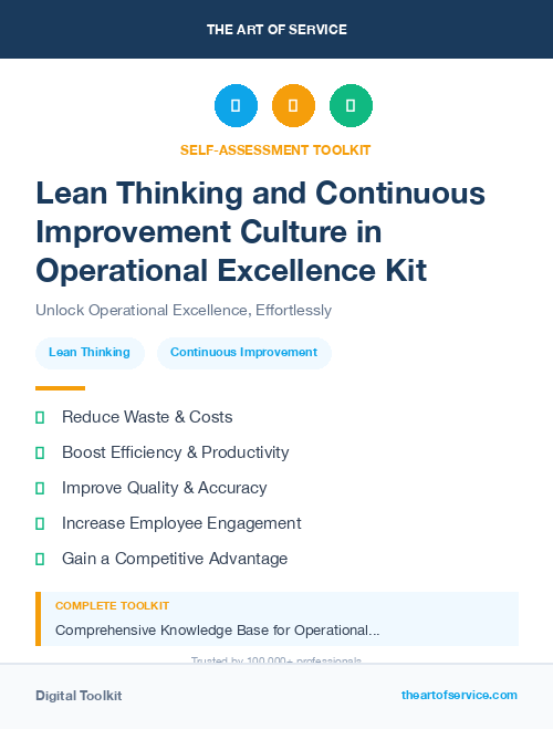 Lean Thinking and Continuous Improvement Culture in Operational Excellence Kit
