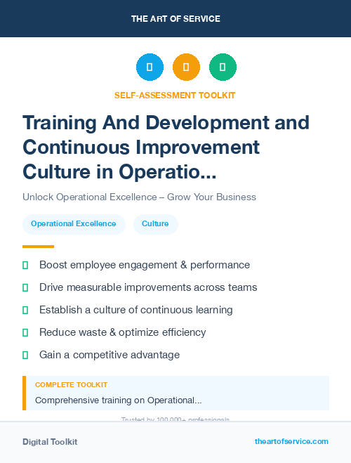 Training And Development and Continuous Improvement Culture in Operational Excellence Kit