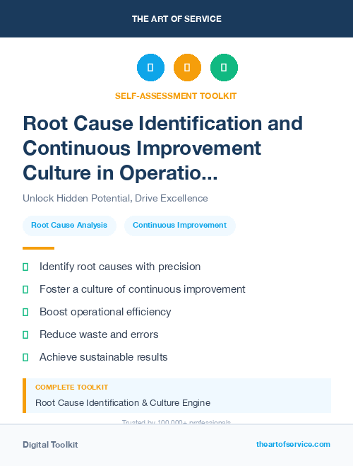 Root Cause Identification and Continuous Improvement Culture in Operational Excellence Kit