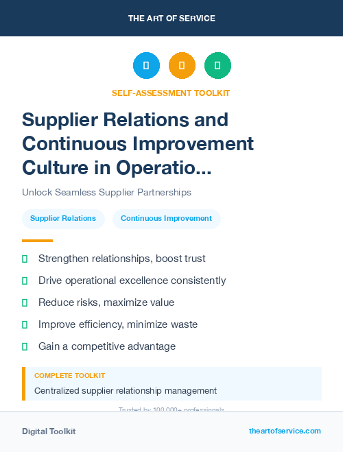 Supplier Relations and Continuous Improvement Culture in Operational Excellence Kit