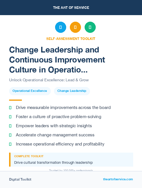 Change Leadership and Continuous Improvement Culture in Operational Excellence Kit