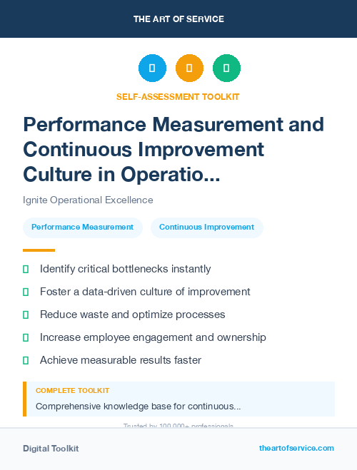 Performance Measurement and Continuous Improvement Culture in Operational Excellence Kit