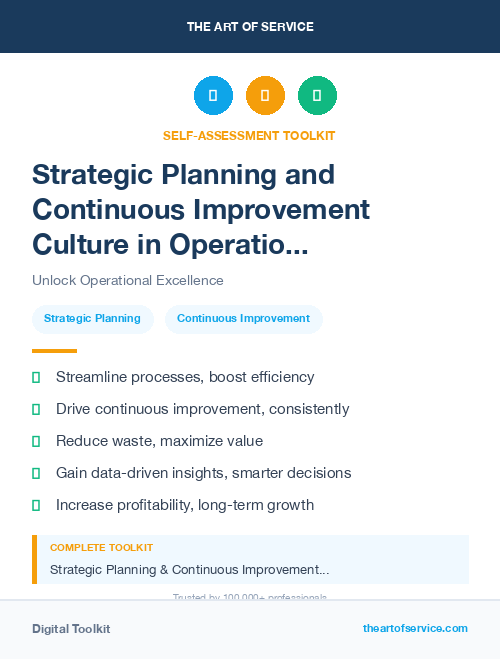 Strategic Planning and Continuous Improvement Culture in Operational Excellence Kit