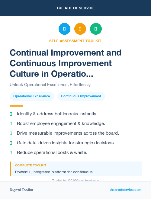 Continual Improvement and Continuous Improvement Culture in Operational Excellence Kit