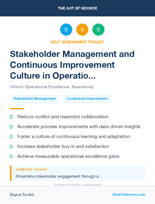 Stakeholder Management and Continuous Improvement Culture in Operational Excellence Kit
