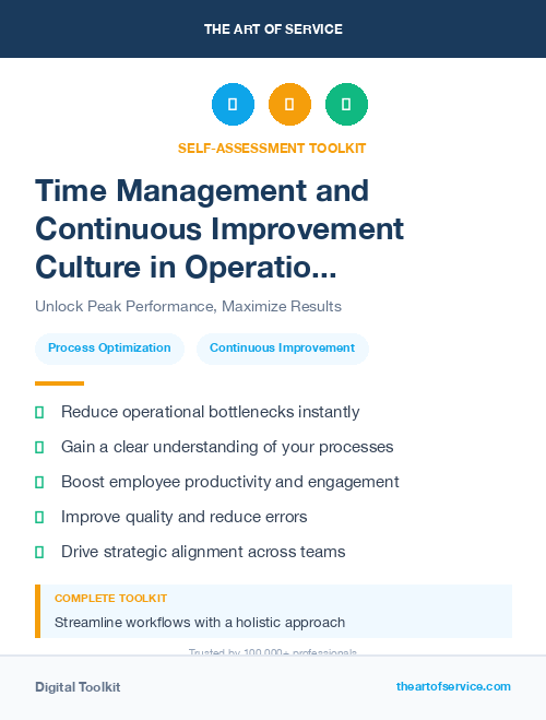 Time Management and Continuous Improvement Culture in Operational Excellence Kit