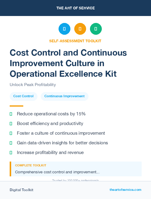 Cost Control and Continuous Improvement Culture in Operational Excellence Kit