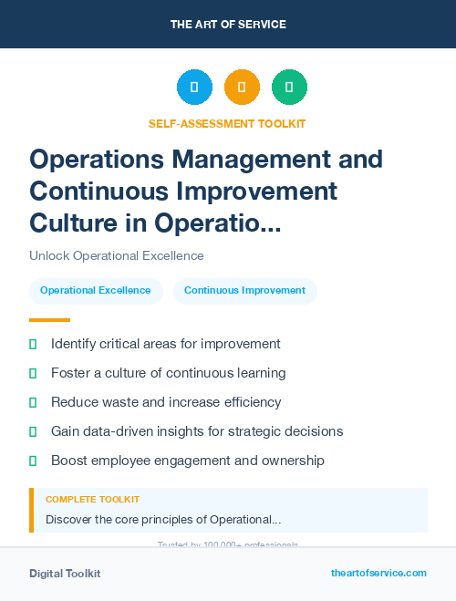 Operations Management and Continuous Improvement Culture in Operational Excellence Kit