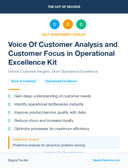 Voice Of Customer Analysis and Customer Focus in Operational Excellence Kit