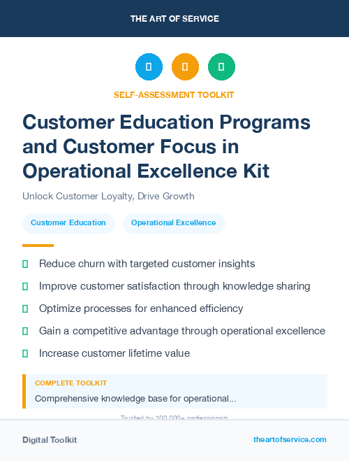 Customer Education Programs and Customer Focus in Operational Excellence Kit