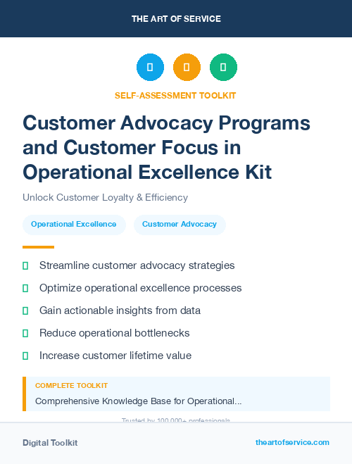 Customer Advocacy Programs and Customer Focus in Operational Excellence Kit
