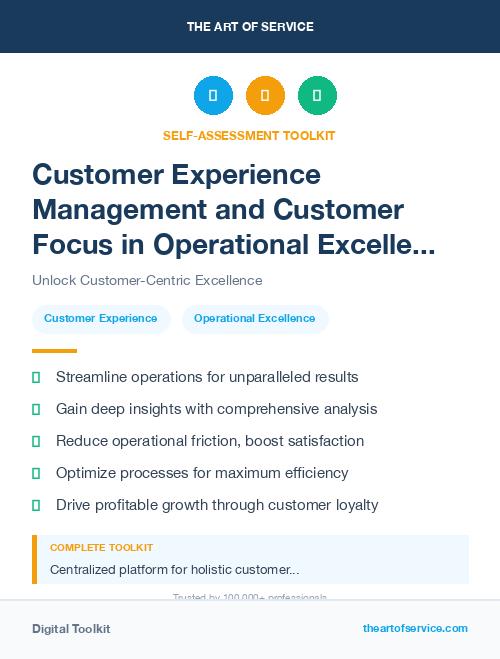 Customer Experience Management and Customer Focus in Operational Excellence Kit