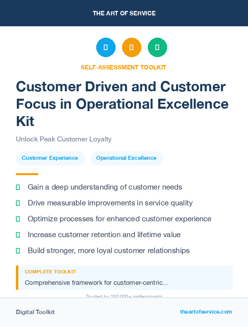 Customer Driven and Customer Focus in Operational Excellence Kit