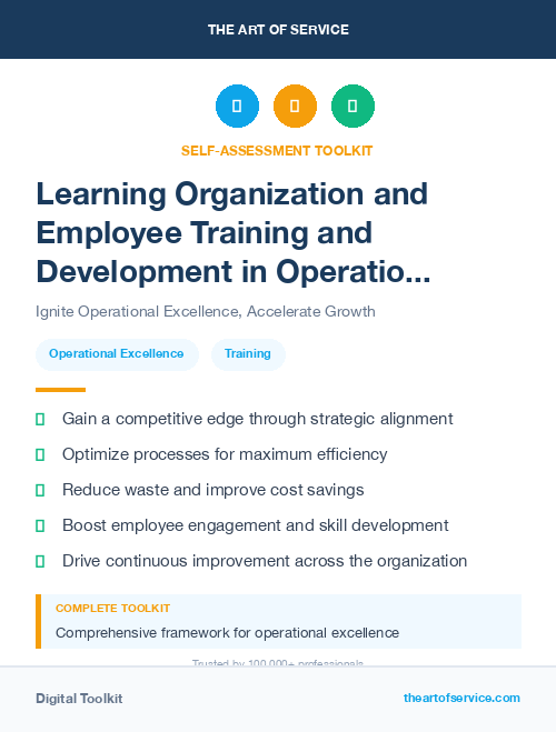 Learning Organization and Employee Training and Development in Operational Excellence Kit