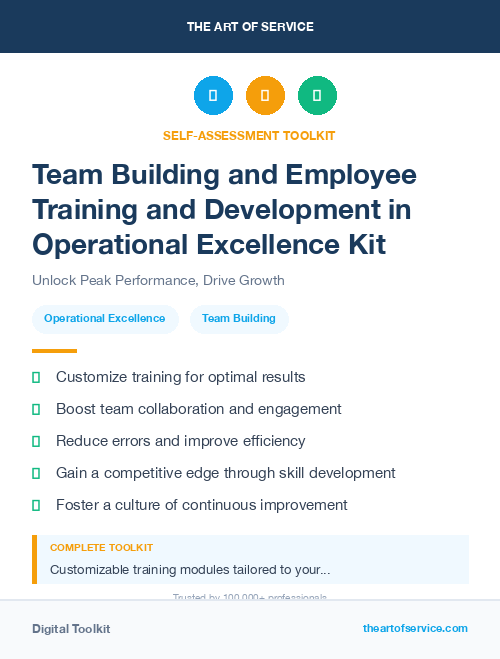 Team Building and Employee Training and Development in Operational Excellence Kit