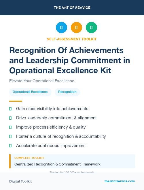 Recognition Of Achievements and Leadership Commitment in Operational Excellence Kit