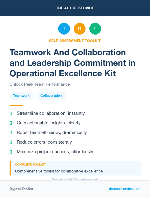 Teamwork And Collaboration and Leadership Commitment in Operational Excellence Kit