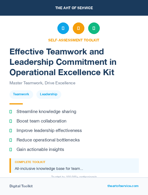 Effective Teamwork and Leadership Commitment in Operational Excellence Kit