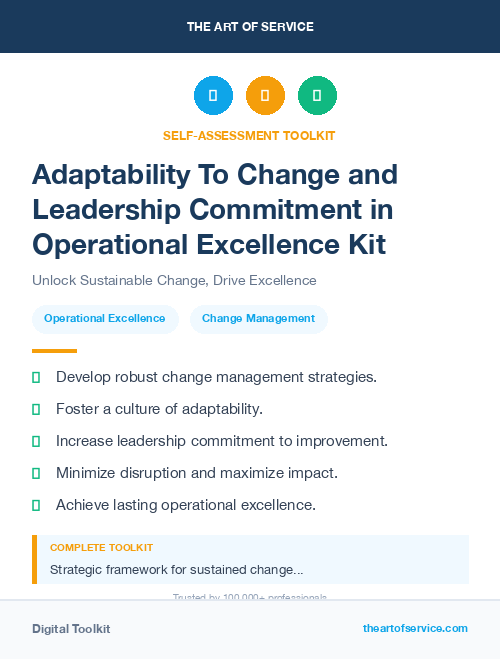 Adaptability To Change and Leadership Commitment in Operational Excellence Kit