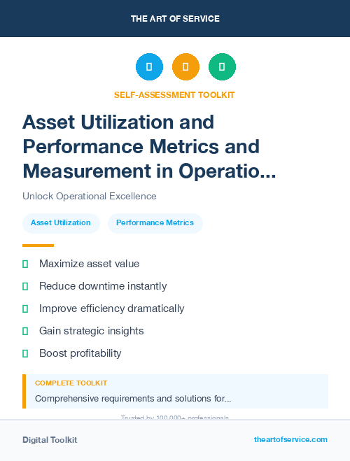 Asset Utilization and Performance Metrics and Measurement in Operational Excellence Kit