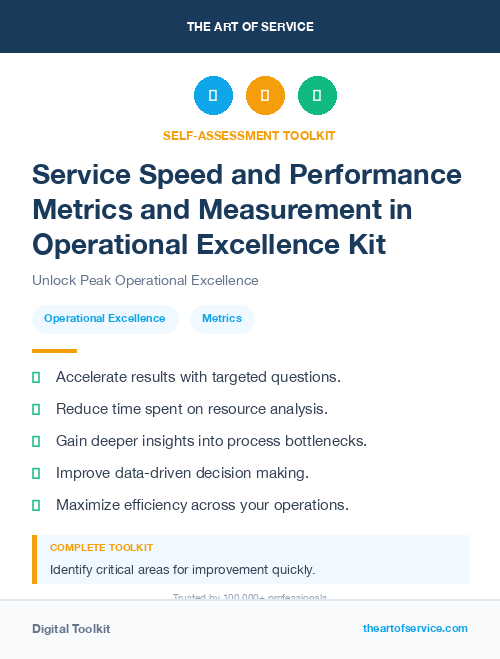 Service Speed and Performance Metrics and Measurement in Operational Excellence Kit