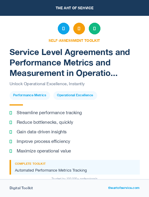 Service Level Agreements and Performance Metrics and Measurement in Operational Excellence Kit