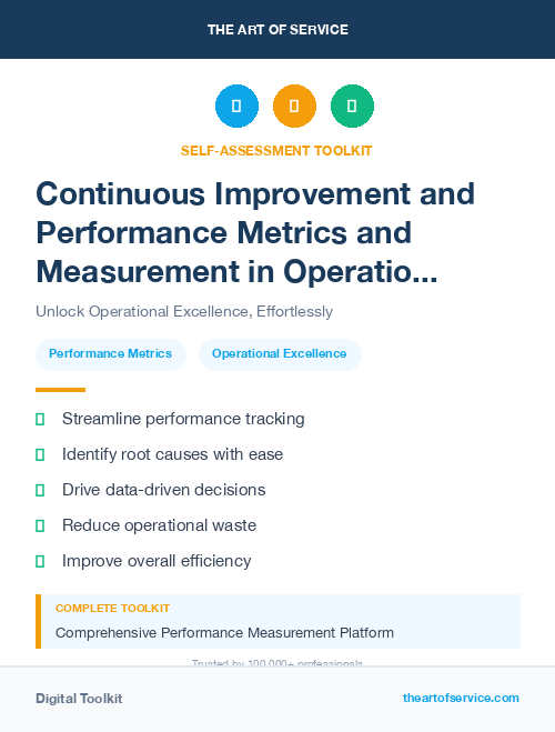 Continuous Improvement and Performance Metrics and Measurement in Operational Excellence Kit
