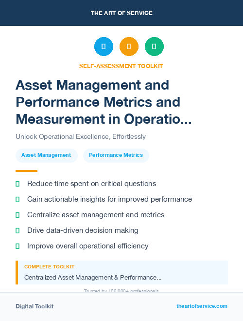 Asset Management and Performance Metrics and Measurement in Operational Excellence Kit