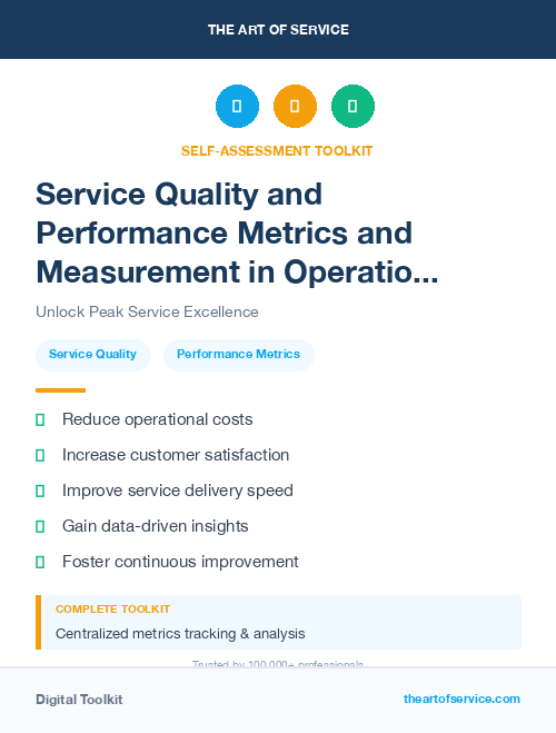Service Quality and Performance Metrics and Measurement in Operational Excellence Kit