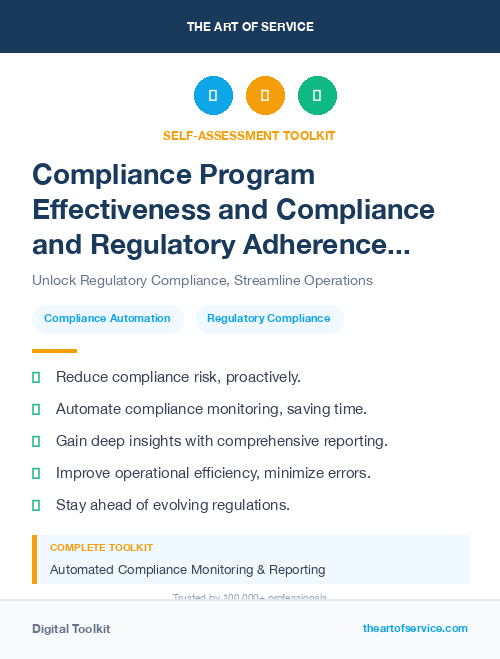 Compliance Program Effectiveness and Compliance and Regulatory Adherence in Operational Excellence Kit